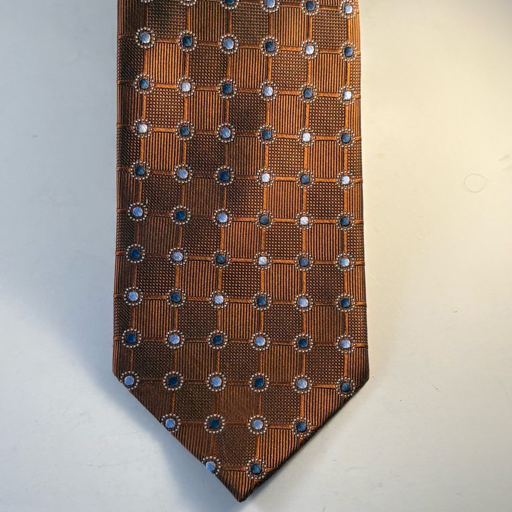Jos.‎ A. Bank Tie Mens Brown Blue Signature Collection Silk Geometric NEW